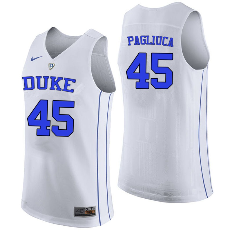 Men #45 Nick Pagliuca Duke Blue Devils College Basketball Jerseys-White